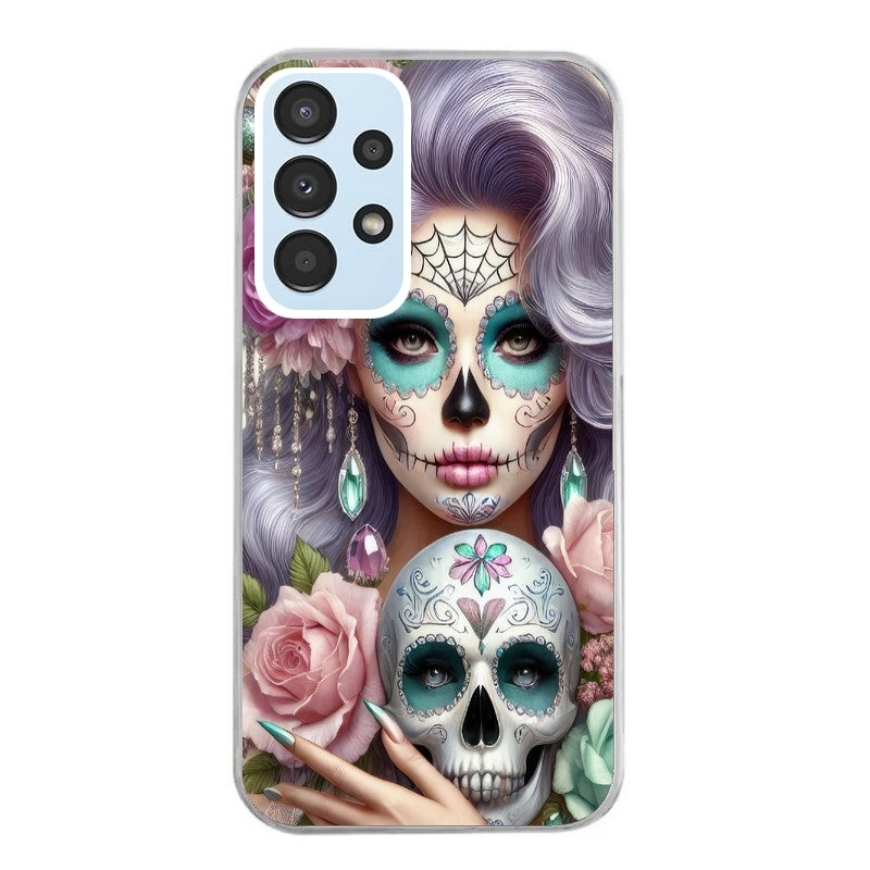 Coque taperso pour Galaxy A13 4G et 5G A23 A53 avec motif tete de mort calavera bijoux protection antichoc personnalisée