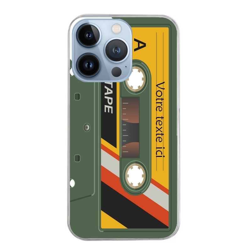 Coque taperso pour Iphone 11 et PRO PRO MAX personnalisable avec motif cassette kaki protection antichoc personnalisée