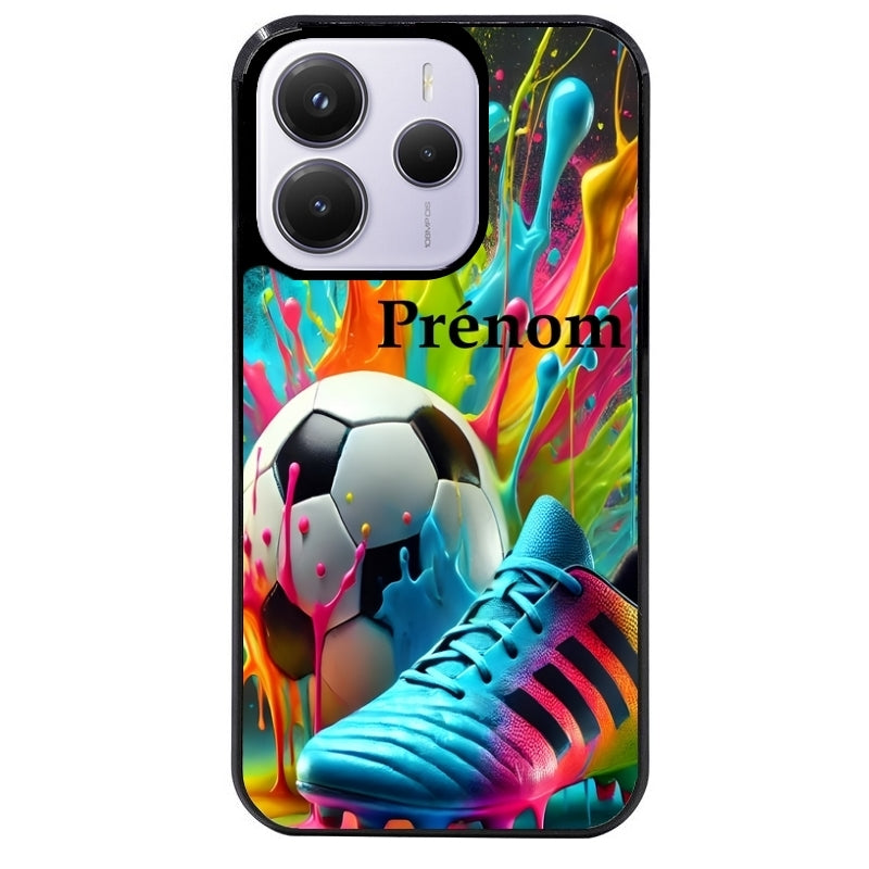 Coque noire taperso pour Redmi Note 14 et PRO PLUS 4G 5G avec motif foot color personnalisee protection antichoc personnalisée