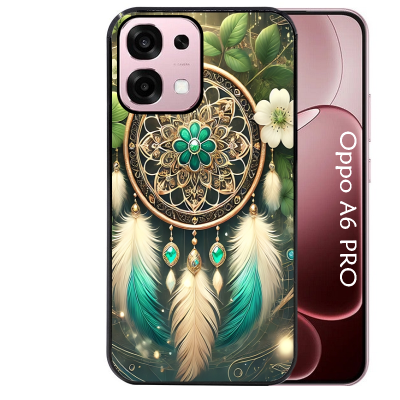 Coque noire taperso pour OPPO A6 PRO 4G et 5G avec motif dreamcatcher talisman protection antichoc personnalisée