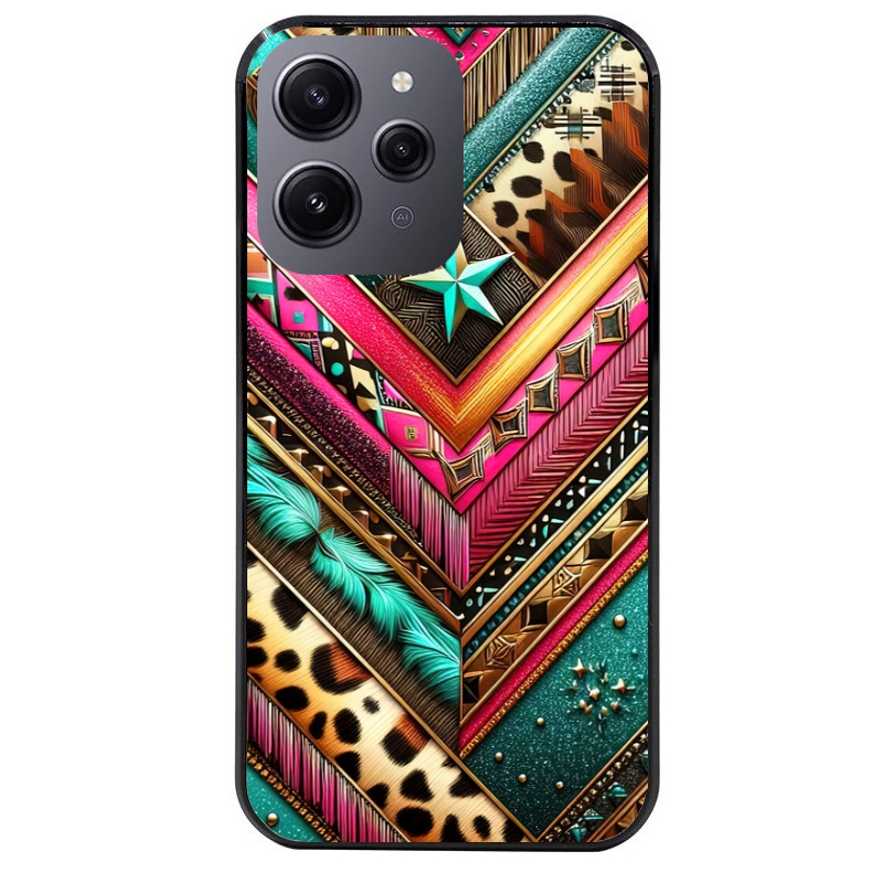 Coque noire taperso pour Redmi 12 4G et 5G avec motif chevron texas protection antichoc personnalisée