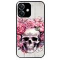 Coque noire taperso pour OPPO A40 avec motif tete de mort floral protection antichoc personnalisée