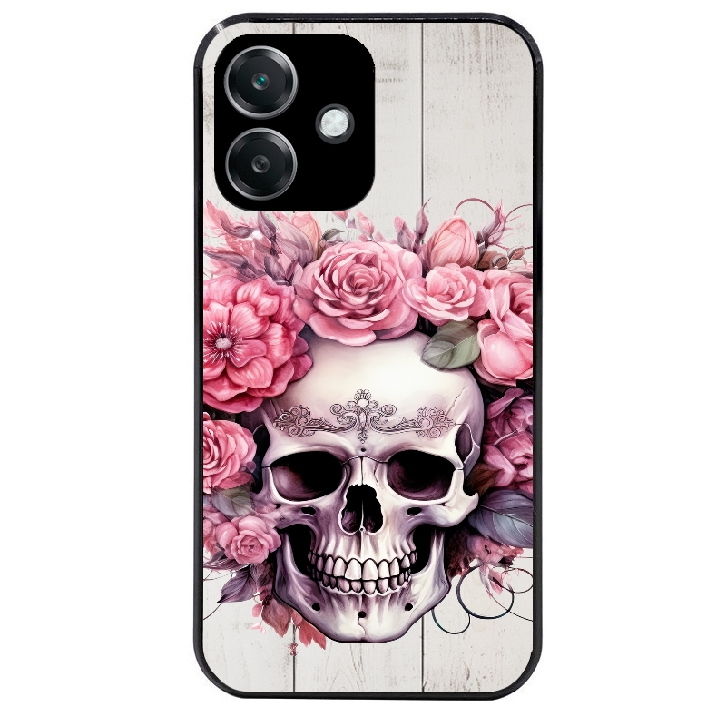 Coque noire taperso pour OPPO A40 avec motif tete de mort floral protection antichoc personnalisée