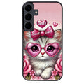 Coque noire taperso pour galaxy A06 A16 A26 A36 A56 avec motif chat lunettes protection antichoc personnalisée
