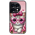 Coque noire taperso pour OnePlus 11 et 12 avec motif chat lunettes protection antichoc personnalisée