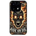 Coque noire taperso pour OnePlus 15 avec motif tete de mort flamme protection antichoc personnalisée