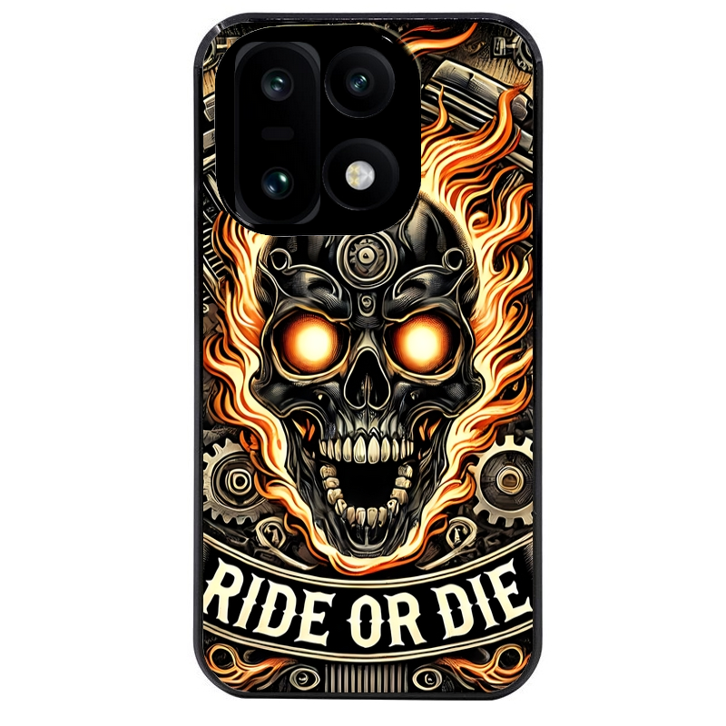 Coque noire taperso pour OnePlus 15 avec motif tete de mort flamme protection antichoc personnalisée