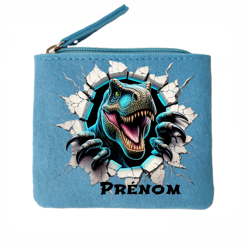Porte monnaie personnalisé dino 3D en feutrine en feutrine