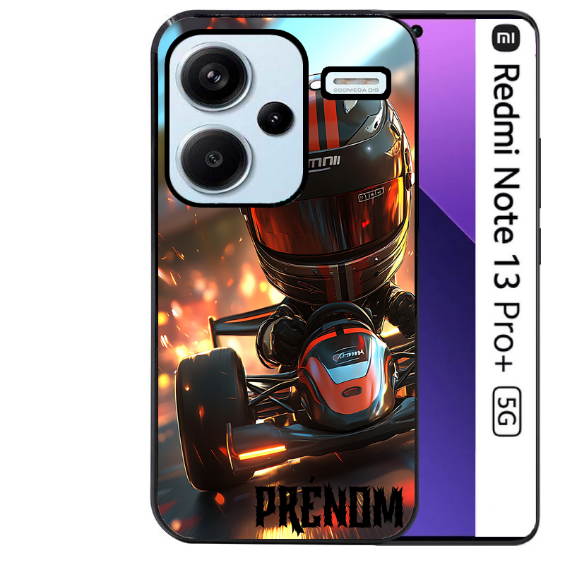 Coque noire taperso pour Redmi Note 13 PRO PLUS 5G avec motif karting f1 personnalisee protection antichoc personnalisée