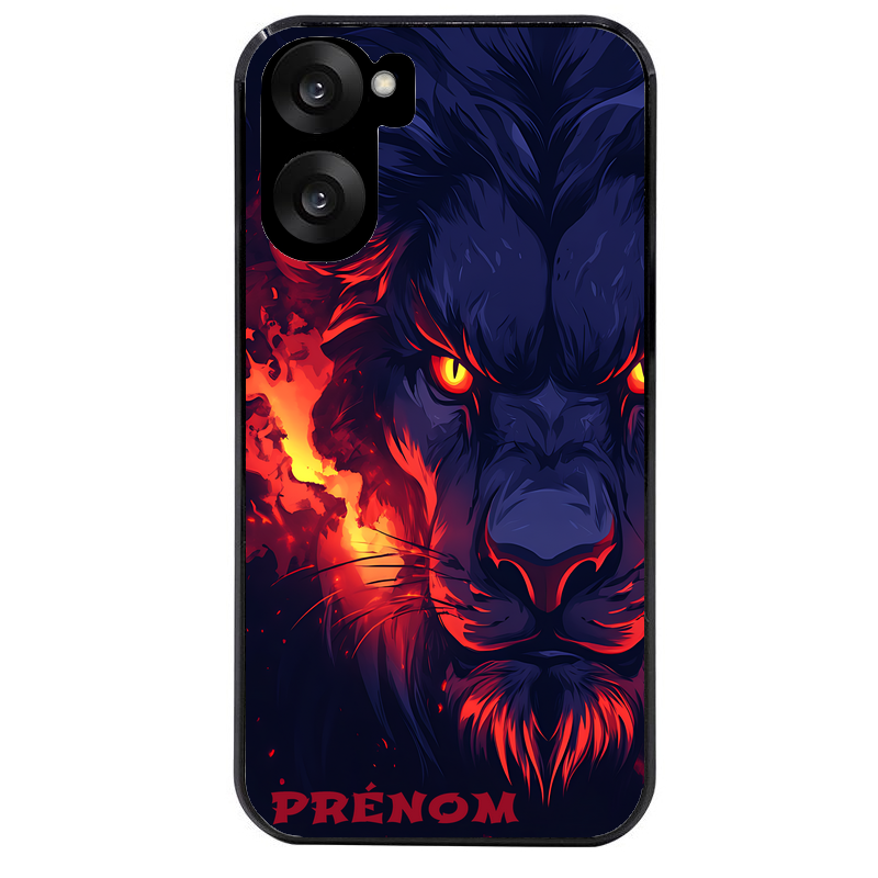 Coque noire taperso pour OnePlus Nord CE5 avec motif lion anime protection antichoc personnalisée
