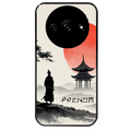 Coque noire taperso pour Redmi A3 avec motif samourai et temple personnalisee protection antichoc personnalisée