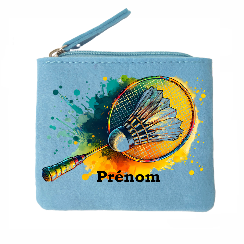 Porte monnaie personnalisé badminton raquette en feutrine en feutrine