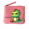 Porte monnaie personnalisé dino raleur en feutrine en feutrine