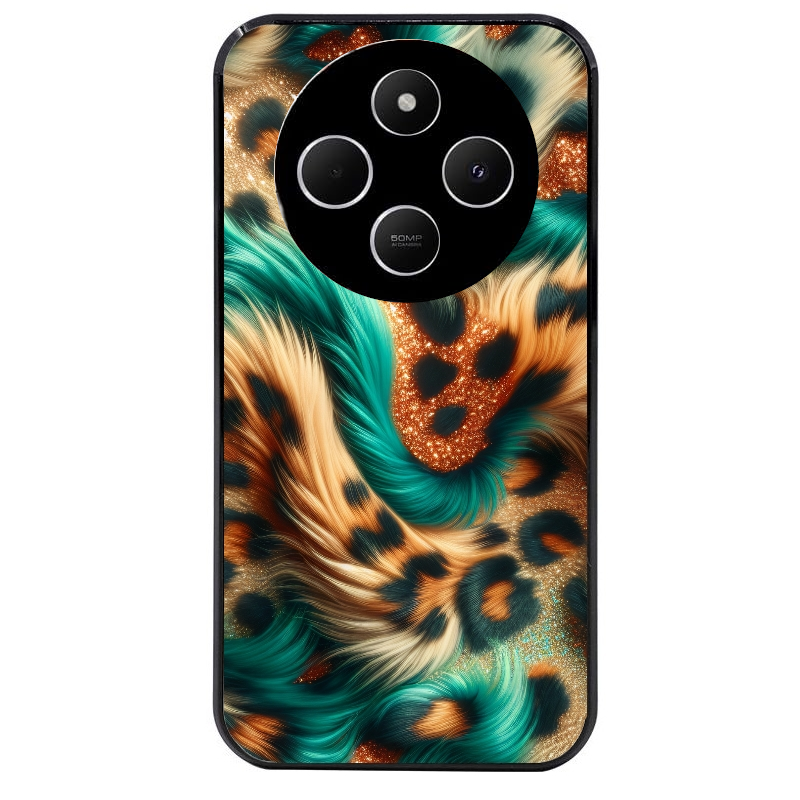 Coque noire taperso pour POCO C75 avec motif effet fourrure leopard 3 protection antichoc personnalisée