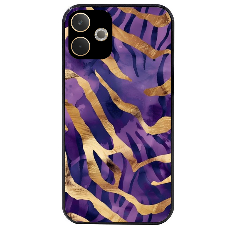 Coque noire taperso pour OPPO A5 PRO 4G et 5G avec motif zebre violet protection antichoc personnalisée