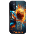 Coque noire taperso pour OPPO A54 et A74 5G avec motif basket ball color personnalise protection antichoc personnalisée