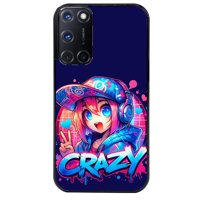 Coque noire taperso pour OPPO Reno 8 LITE avec motif anime crazy protection antichoc personnalisée