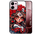 Coque noire taperso pour OPPO A6 PRO 4G et 5G avec motif tete de mort calavera rouge protection antichoc personnalisée