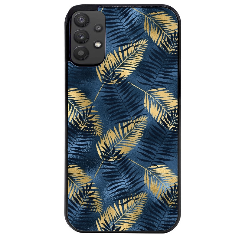 Coque noire taperso pour galaxy A22 A32 A52 A52S 4G 5G  avec motif palmier bleu protection antichoc personnalisée