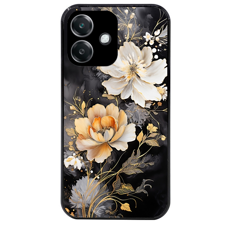 Coque noire taperso pour OPPO A40 avec motif fleur blanche protection antichoc personnalisée