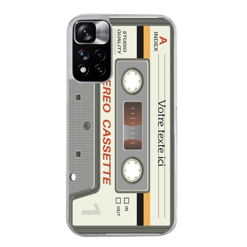 Coque taperso pour Redmi Note 10 4G 5G PRO 10S avec motif cassette grise personnalisable protection antichoc personnalisée