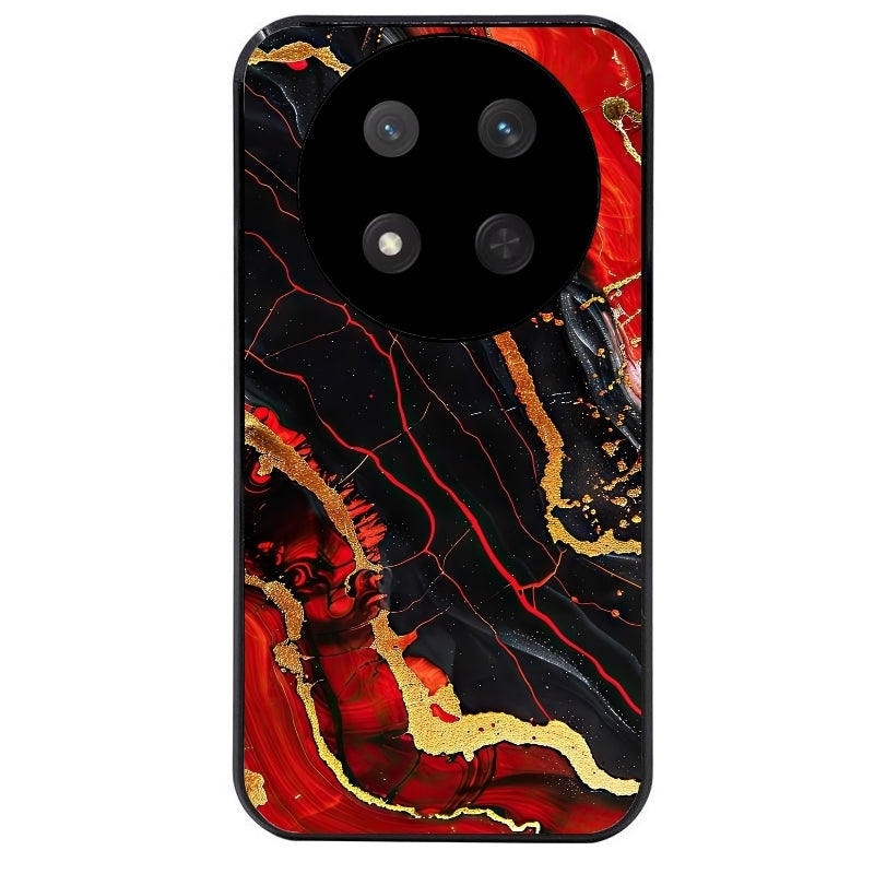 Coque noire taperso pour Magic 7 LITE et PRO avec motif marbre rouge protection antichoc personnalisée