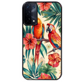 Coque noire taperso pour OPPO A54 et A74 5G avec motif perroquet et fleurs protection antichoc personnalisée