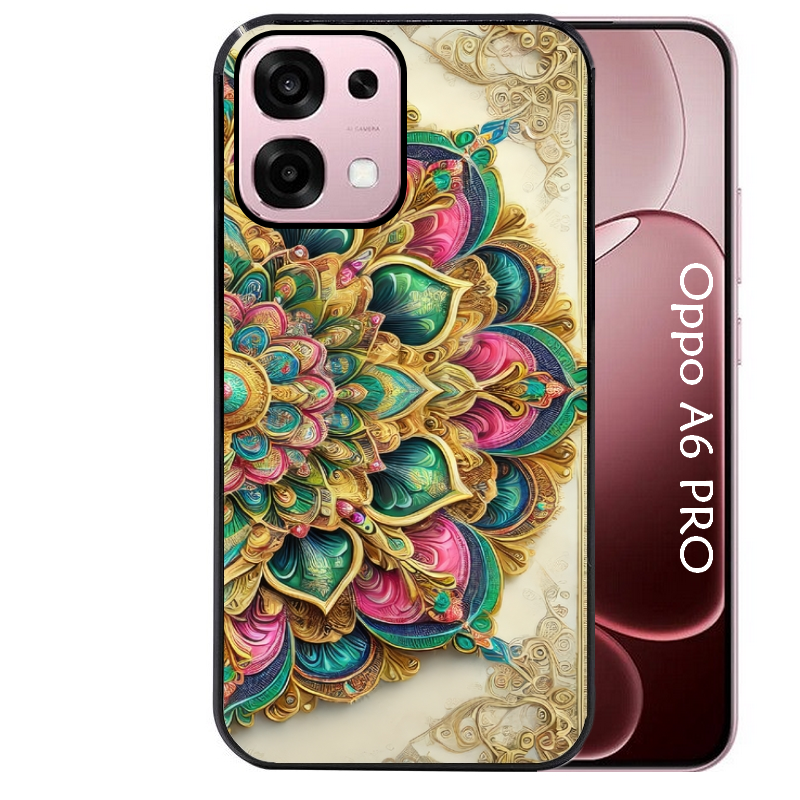 Coque noire taperso pour OPPO A6 PRO 4G et 5G avec motif mandala 3 protection antichoc personnalisée