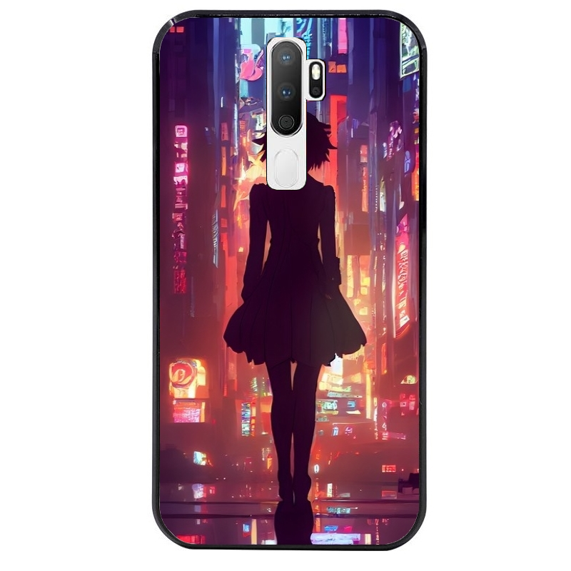Coque noire taperso pour OPPO A5 A9 2020 avec motif new york anime protection antichoc personnalisée