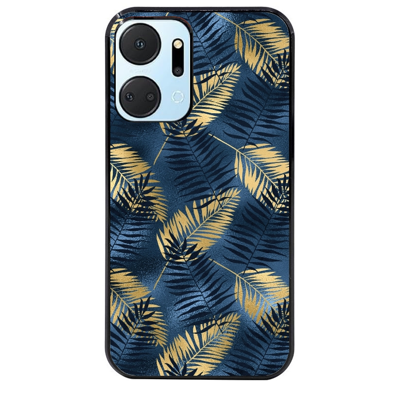 Coque noire taperso pour Honor X7A avec motif palmier bleu protection antichoc personnalisée
