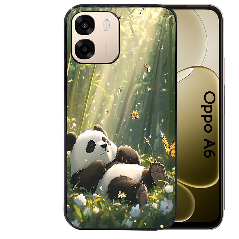 Coque noire taperso pour OPPO A6 A6X 4G et 5G avec motif panda bambou protection antichoc personnalisée