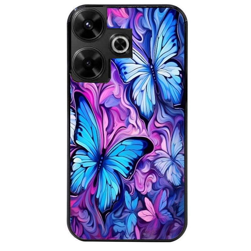 Coque noire taperso pour POCO M6 4G avec motif papillon violet uv protection antichoc personnalisée