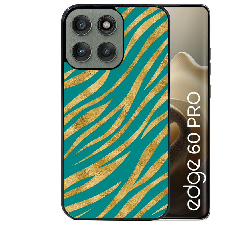 Coque noire taperso pour Moto Edge 60 et Neo Fusion Pro avec motif zebre vert protection antichoc personnalisée