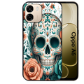 Coque noire taperso pour OPPO A6 A6X 4G et 5G avec motif mort mexicaine turquoise protection antichoc personnalisée