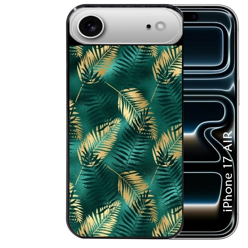 Coque noire taperso pour Iphone 17 17E AIR MAX PRO avec motif palmier vert protection antichoc personnalisée