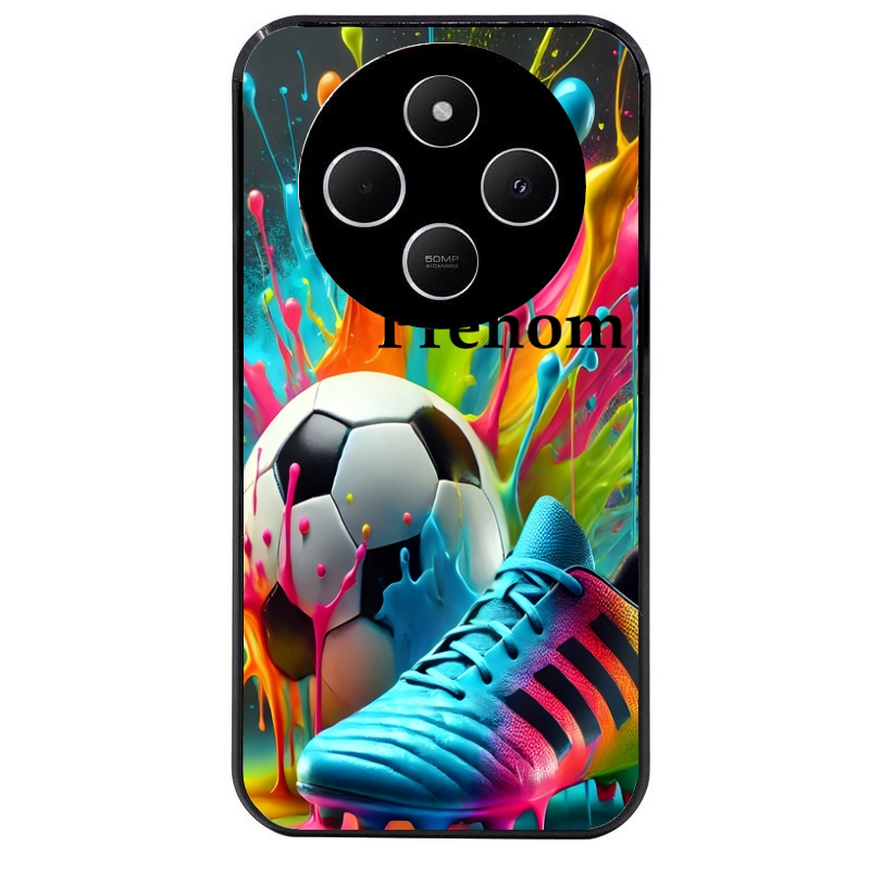 Coque noire taperso pour POCO C75 avec motif foot color personnalisee protection antichoc personnalisée