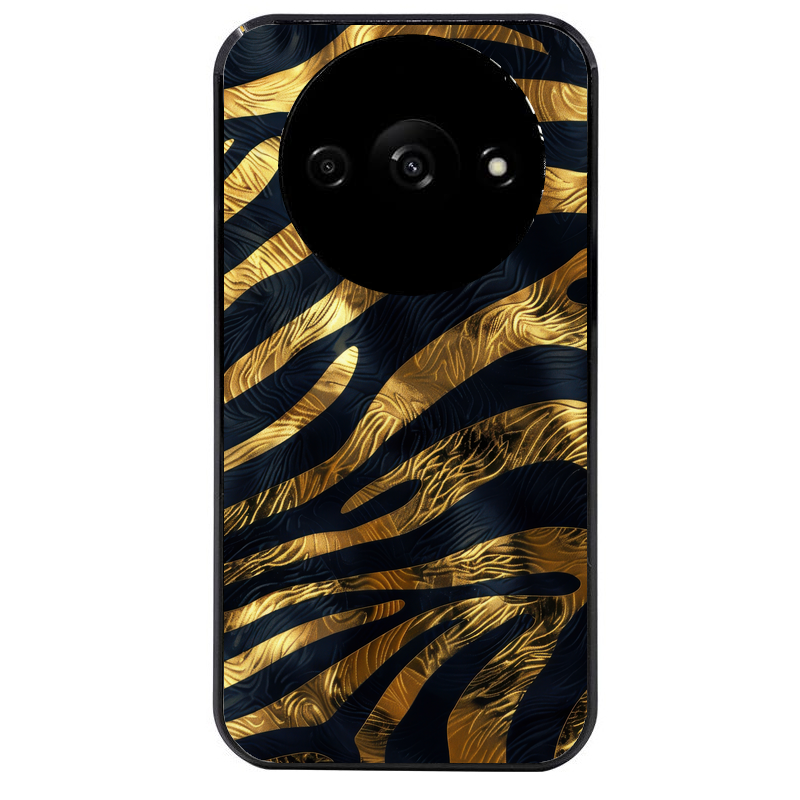 Coque noire taperso pour Redmi A3 avec motif zebre gold protection antichoc personnalisée