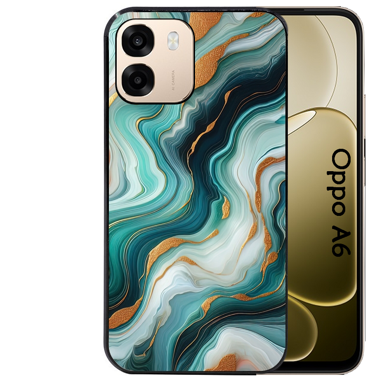 Coque noire taperso pour OPPO A6 A6X 4G et 5G avec motif marbre vert protection antichoc personnalisée