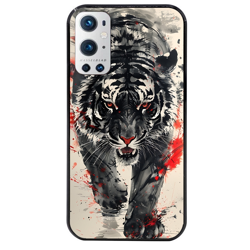 Coque noire taperso pour OnePlus 9 et 9 PRO avec motif tigre japan protection antichoc personnalisée