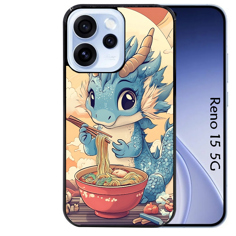 Coque noire taperso pour OPPO Reno 15 et F FS 5G avec motif dragon ramen 2 protection antichoc personnalisée