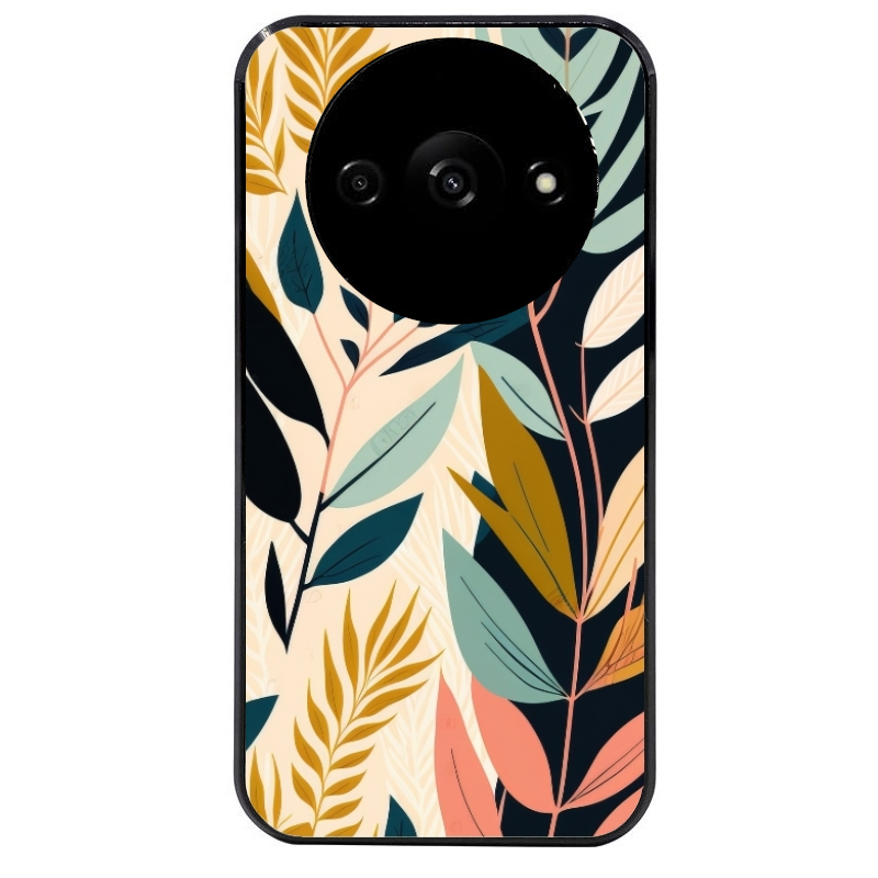 Coque noire taperso pour Redmi A3 avec motif vintage et fleur protection antichoc personnalisée