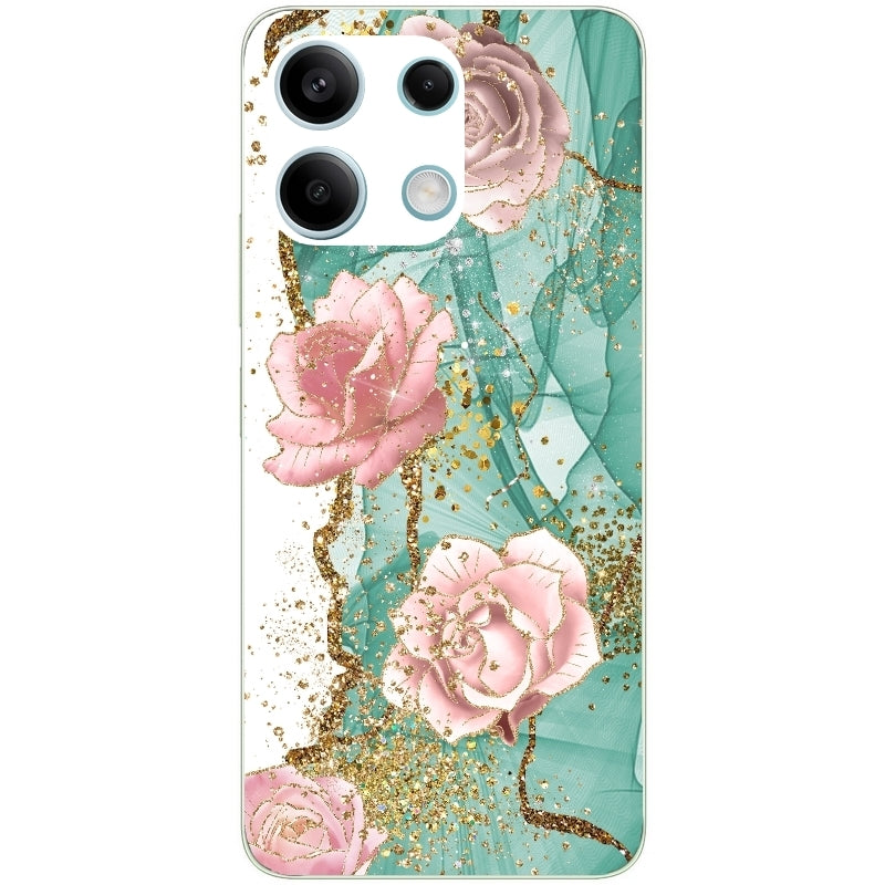 Coque taperso pour POCO X6 5G avec motif marbre fleur turquoise protection antichoc personnalisée