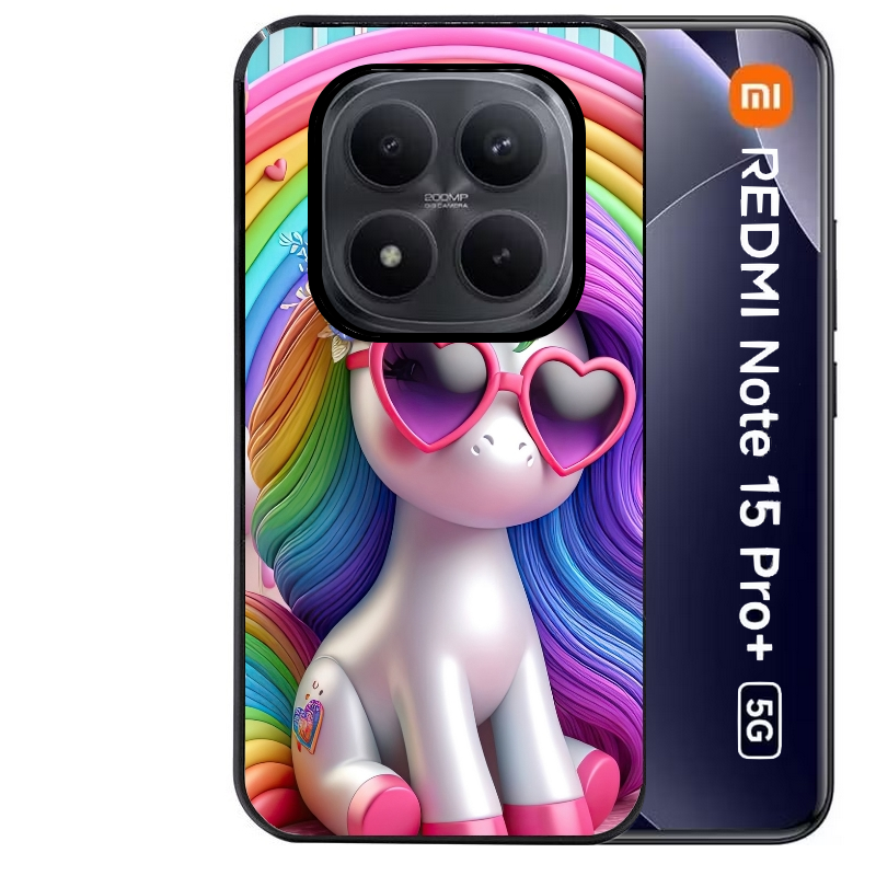 Coque noire taperso pour Redmi Note 15 et PRO PLUS 4G 5G avec motif licorne pop art protection antichoc personnalisée