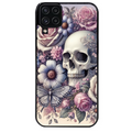 Coque noire taperso pour galaxy A22 A32 A52 A52S 4G 5G  avec motif tete de mort pastel protection antichoc personnalisée