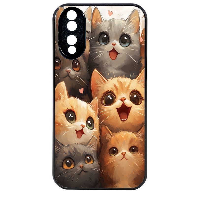 Coque noire taperso pour Honor 70 LITE 90 et LITE avec motif chat smile protection antichoc personnalisée