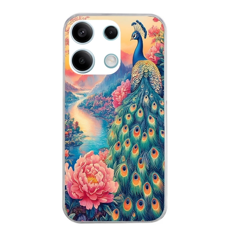 Coque taperso pour POCO X6 5G avec motif paon japan protection antichoc personnalisée