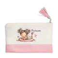 Pochette personnalisée motif fée cœur en toile et simili cuir personnalisée