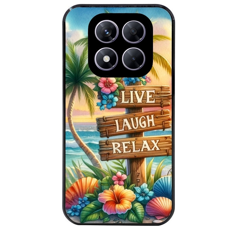 Coque noire taperso pour Redmi Note 14 et PRO PLUS 4G 5G avec motif tropical vacances protection antichoc personnalisée