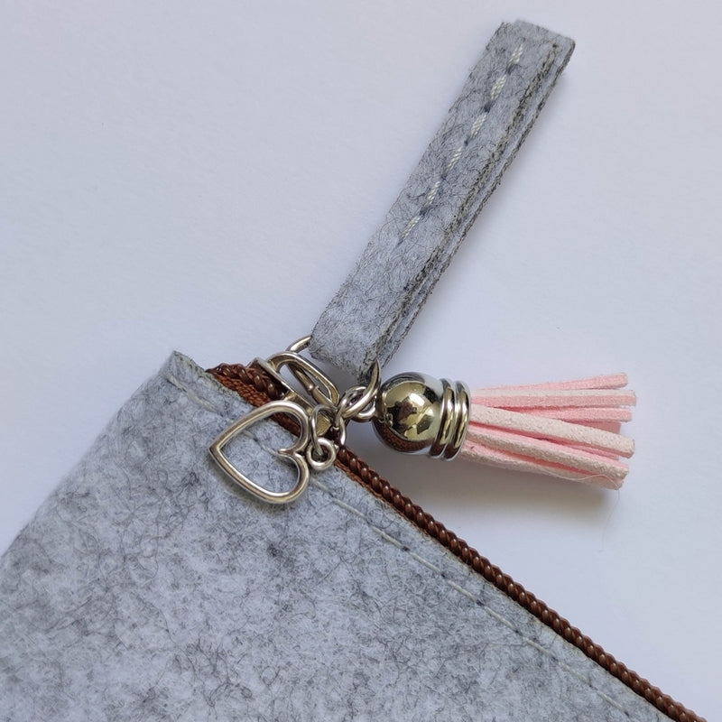 Porte monnaie personnalisé dreamcatcher coeur en feutrine en feutrine