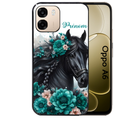 Coque noire taperso pour OPPO A6 A6X 4G et 5G avec motif cheval et fleurs personnalisee protection antichoc personnalisée
